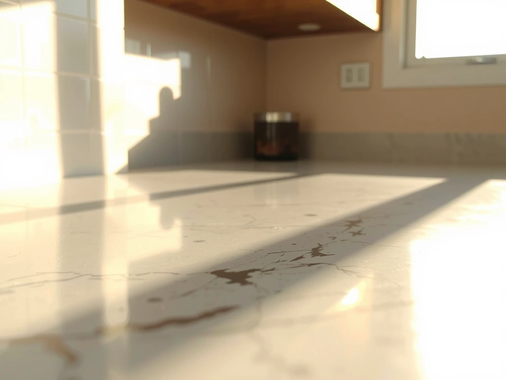 A pristine marble countertop, showcasing a streak-free, deep-cleaned surface.