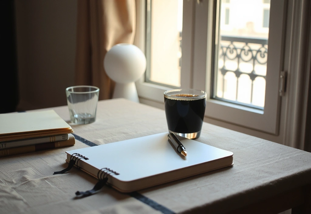 Minimalist desk setup for reviewing agreements